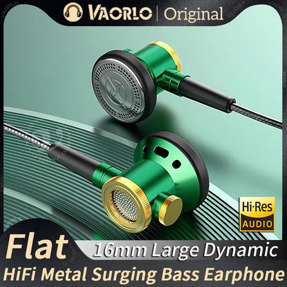 Green and gold d08 metal hifi in ear headphones with 16mm drivers mic wired clear sound bass for sports music gamer