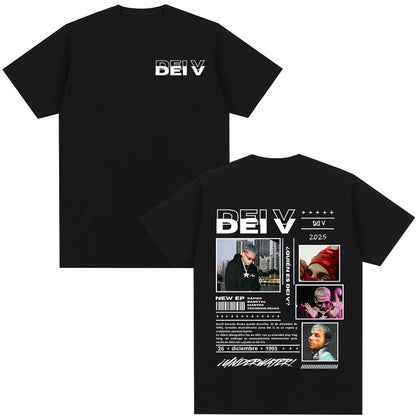 Rapper Dei V Quien Es Dei V? Tour 2025 T-shirts Men Women Vintage Hip Hop Music T-shirt Unisex O-Neck Oversized Cotton T Shirt