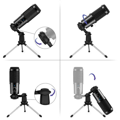New Bee USB Microphone Condenser Professional Mic with Shock Mount for Computer Laptop Gaming Streaming Recording Studio