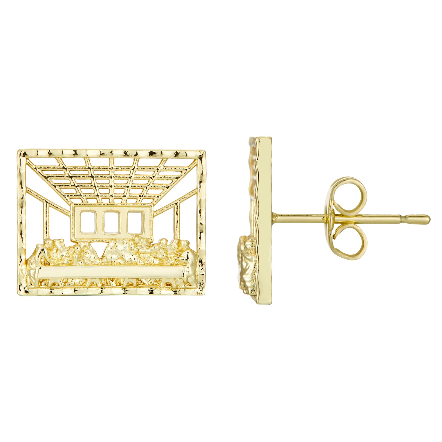 Hip Hop Style nugget earrings for man woman last supper jesus stud earrings Rock and roll jewelry punk 14k gold plated