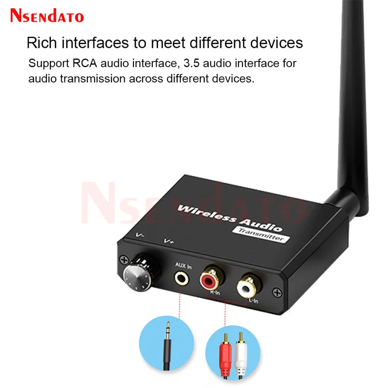 2.4G Digital Wireless Wifi Music Adapter 50M Wireless Audio Transmitter and Receiver Kit with 3.5mm R/L AUX for TV Box DVD PC