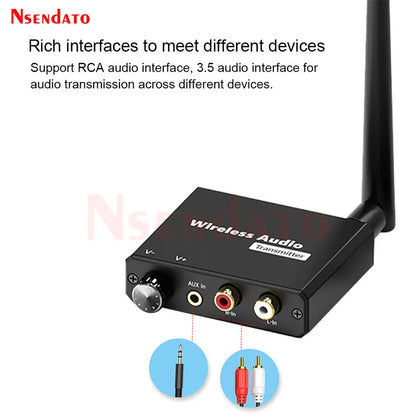 2.4G Digital Wireless Wifi Music Adapter 50M Wireless Audio Transmitter and Receiver Kit with 3.5mm R/L AUX for TV Box DVD PC