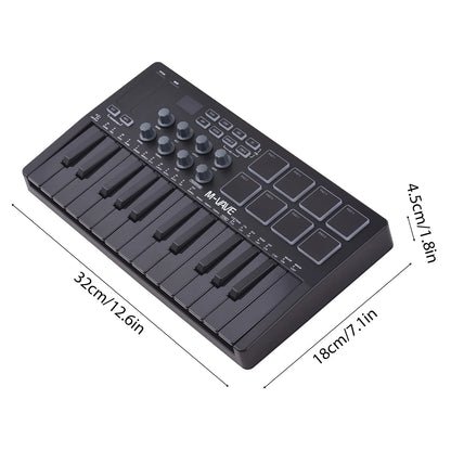 MIDI Keyboard Controller Beat Maker Machine Rechargeable 25 Keys MIDI Keyboard Portable Arranging Strike Pad RGB Backlight MIDI