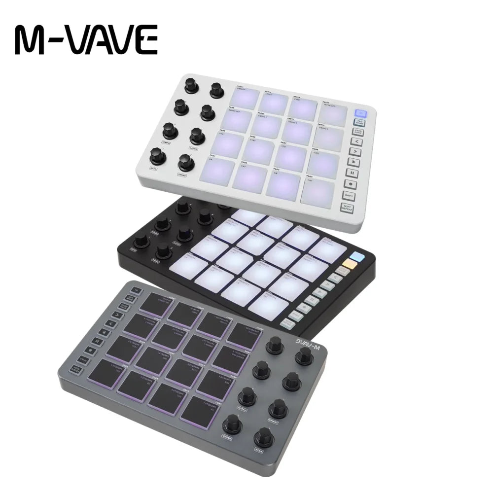 M-VAVE SMC-PAD, 16-Pad MIDI Controller,USB-C Interface， Portable Beat Maker & 3.5mm Output Interface