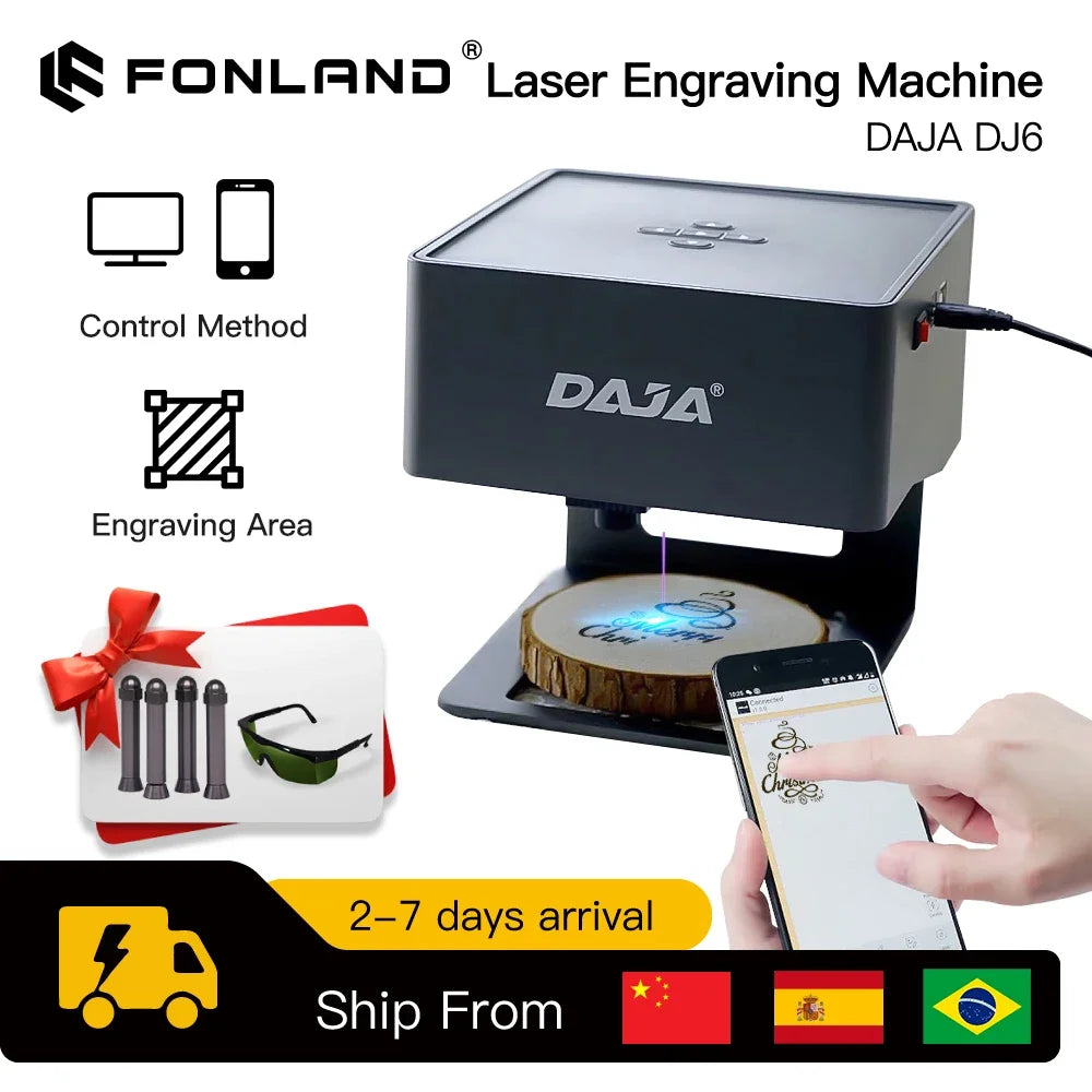 Black daja laser engraver cnc diy dj6 3000mw fast mini engraving circular wooden surface for woodworking