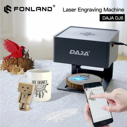 Black fonland daja laser engraver cnc diy dj6 3000mw fast mini logo mark printer with silver branding and sleek design