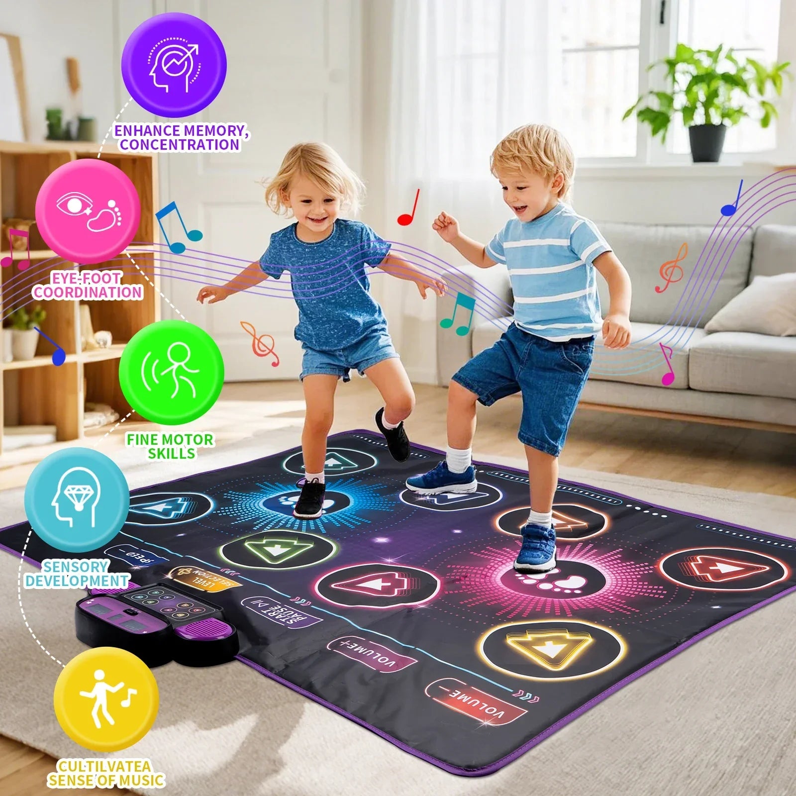 Colorful electronic dance mat dancing blanket kids with glowing buttons and double players mode for music games