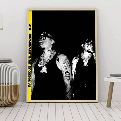 Black and white framed dangerous summer y-yeat poster with gold chains on art waterproof paper sticker coffee house design