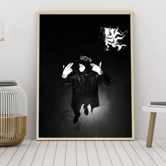Black and white self-adhesive art waterproof paper sticker featuring a stylized figure for sticker coffee house use