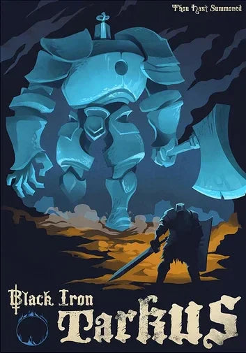 Dark souls game music poster featuring a blue-tinted armored giant and abysswalker wall art giant canvas cartoon design