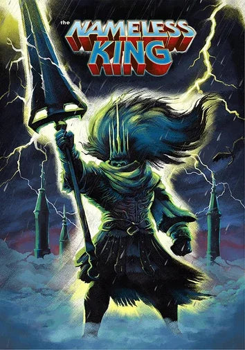 Dark souls game music poster featuring the nameless king with glowing green hair on a giant canvas cartoon abysswalker wall art