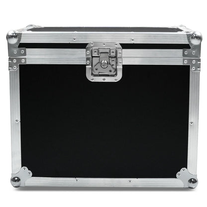 Black flight case with silver aluminum frame and corner protectors for moving head light dj disco airline case