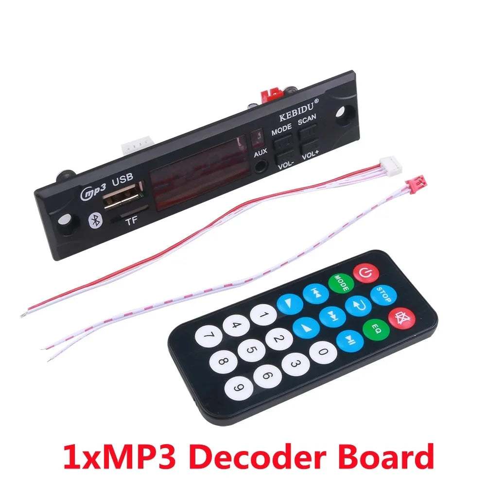Black kebidu mp3 decoder board with usb tf slots bluetooth and control buttons for wireless mp3 music aux module car kit