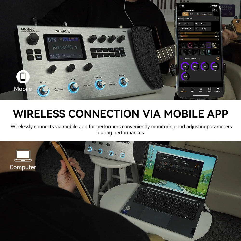 M-VAVE MK-300 Guitar Multi-Effect Processor | ANN Neural Modeling 120AMP/360FX | 10h 150s STEREO LOOPER128 Drum MIDI DAW