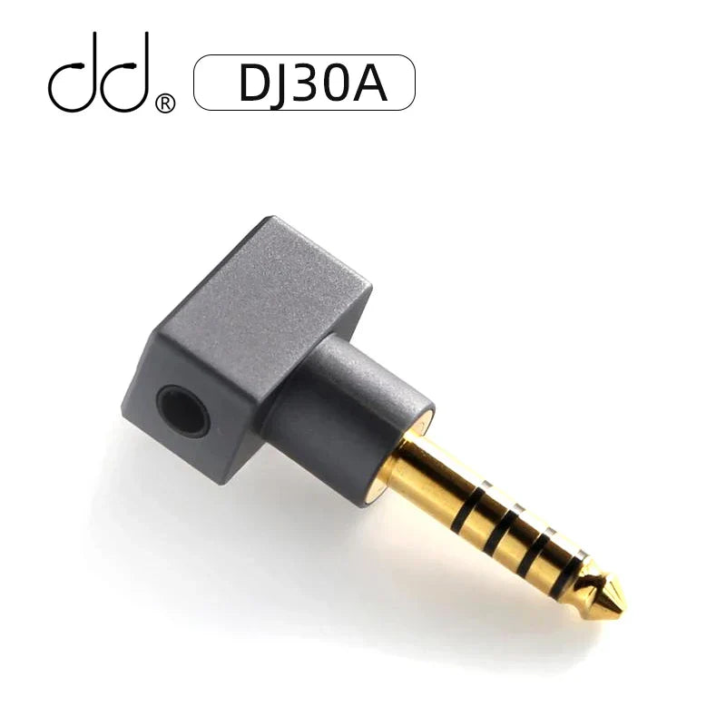 Black and gold ddhifi dj30a 3.5mm female to 4.4mm male adapter with angled connector for earphone cable type beat music