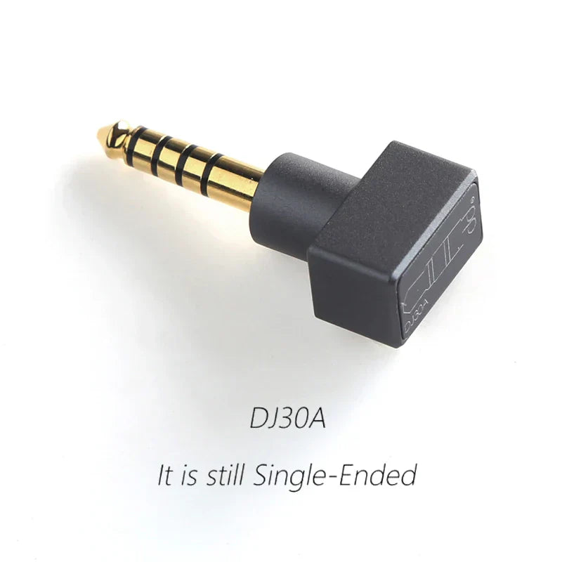 Black ddhifi dj30a adapter with gold-plated 3.5mm female to 4.4mm male for earphone cable type beat music use
