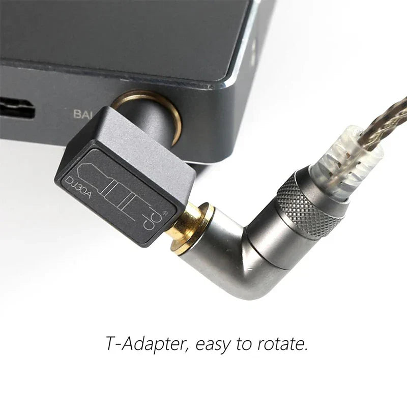 Black and silver ddhifi dj30a t-adapter with gold-plated connector for easy rotation earphone cable use in type beat music