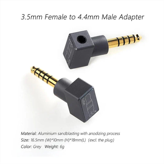 Grey aluminium ddhifi dj30a adapter 3.5mm female to 4.4mm male audio connector with gold-plated contacts from beat music store