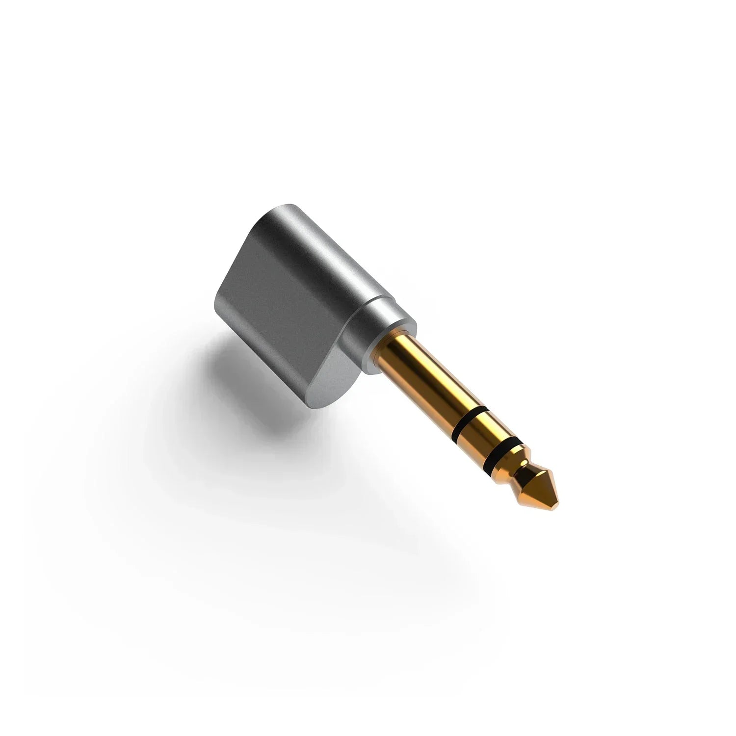 Silver and gold dj65b 3.5mm audio adapter with right-angle design for 35mm output port in beat music store use