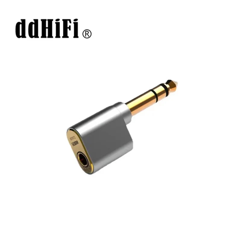 Silver and gold ddhifi dj65b audio adapter 6.35mm male to 4.4mm female with angled design for 35mm output port