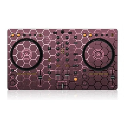 DDJ-FLX4 DDJ400 controller disc player with deep purple hexagonal film panel protection sticker skin and black jog wheels