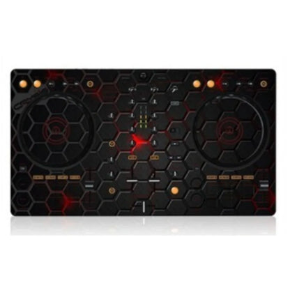 Black honeycomb-patterned ddj400 controller disc with glowing red amber lights featuring film panel protection sticker skin
