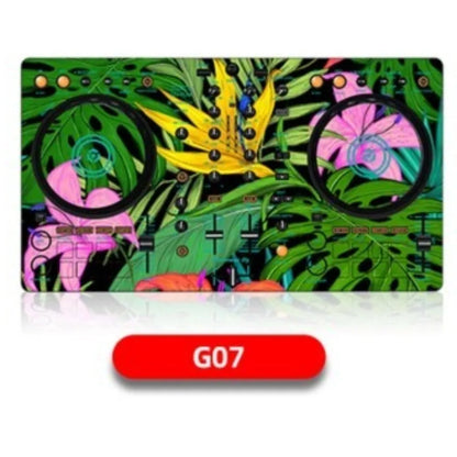Vibrant tropical-themed ddj400 controller disc film panel protection sticker skin with green leaves and colorful flowers