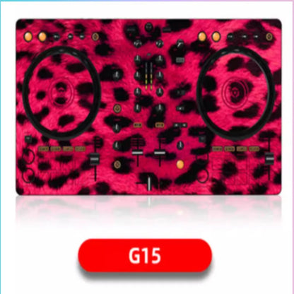 Pink leopard-print ddj400 controller disc film panel protection sticker skin with black spots and gold accents
