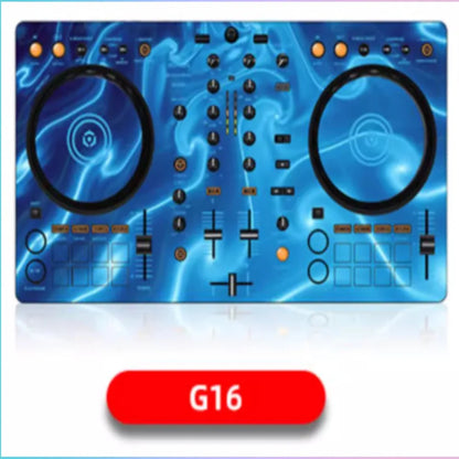 Blue water-themed ddj400 controller disc with black jog wheels and orange buttons featuring film panel protection sticker skin