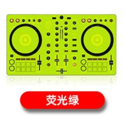 Vibrant neon green ddj400 controller disc with black jog wheels featuring film panel protection sticker skin