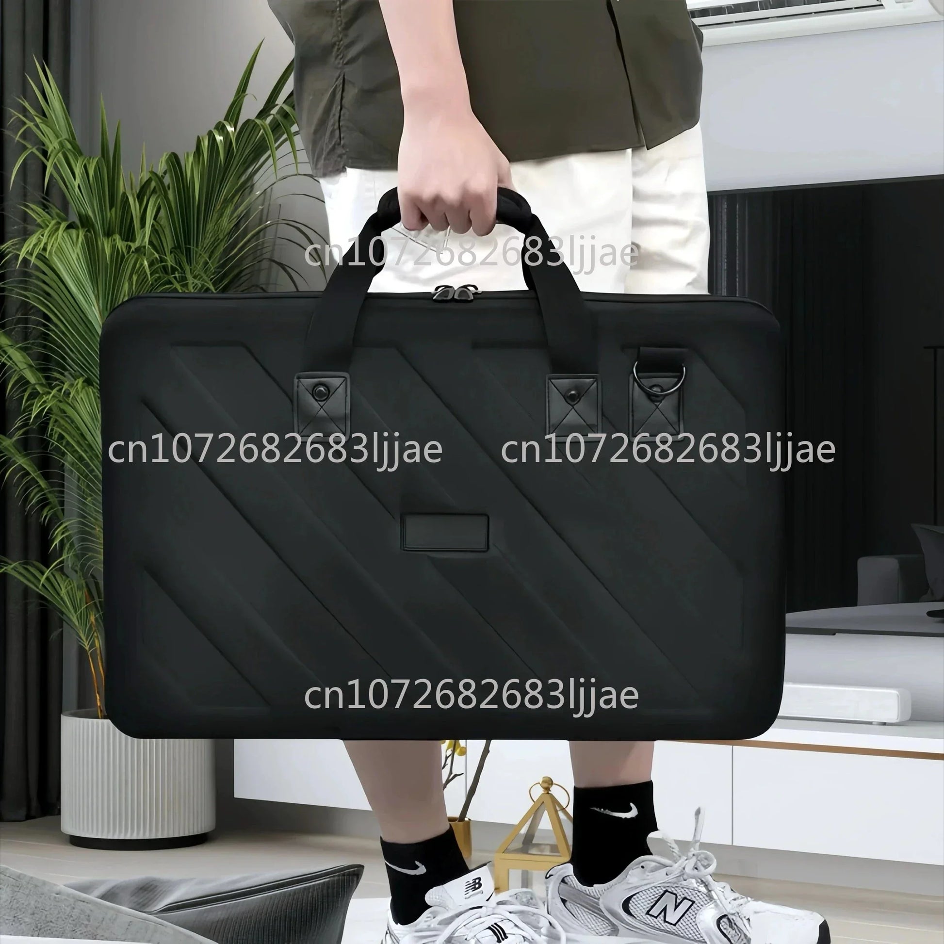 Black textured hard case bag with reinforced handles and diagonal stitching for ddj1000srt flx6 grv6 controller xdjrr