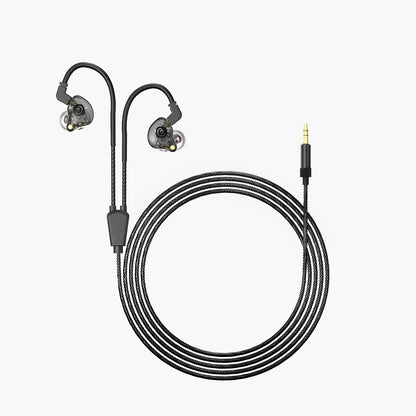 Black debra audio stereo uhf iem wireless in-ear headphones with transparent earpieces and inline control for monitoring live broadcast