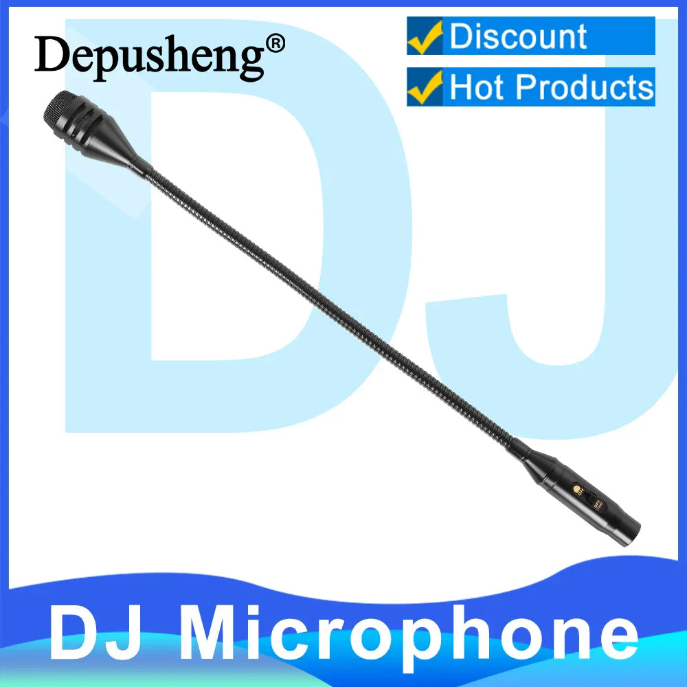 Black flexible gooseneck depusheng professional dynamic shouting microphone ktv bar for mixer and disc use