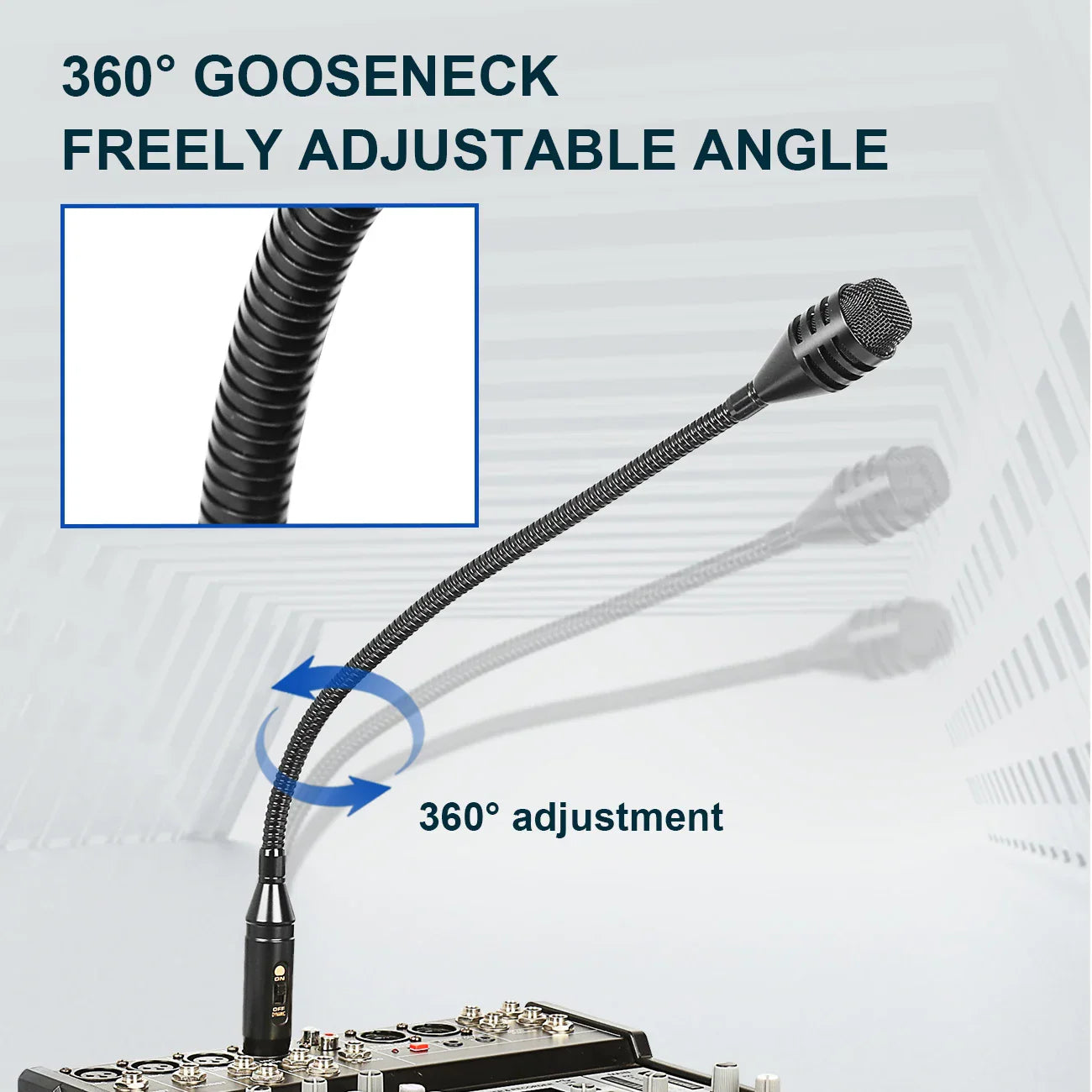 Black depusheng professional dynamic shouting microphone ktv with flexible corrugated neck and mesh head for ktv bar gooseneck use