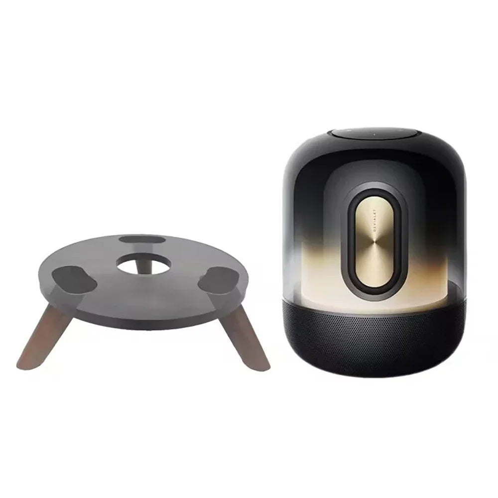 Black and gold gradient wireless speaker with oval control panel on solid wood base for harman kardon aura and 4th huaqiangbei lp90