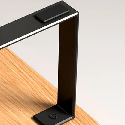 Black matte metal shelf bracket with minimalist design for desktop computer stand monitor stand organizer office use