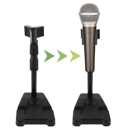 Bronze desktop microphone stand with silver mesh grille and spring clip fixation for clip fixation recording and streaming