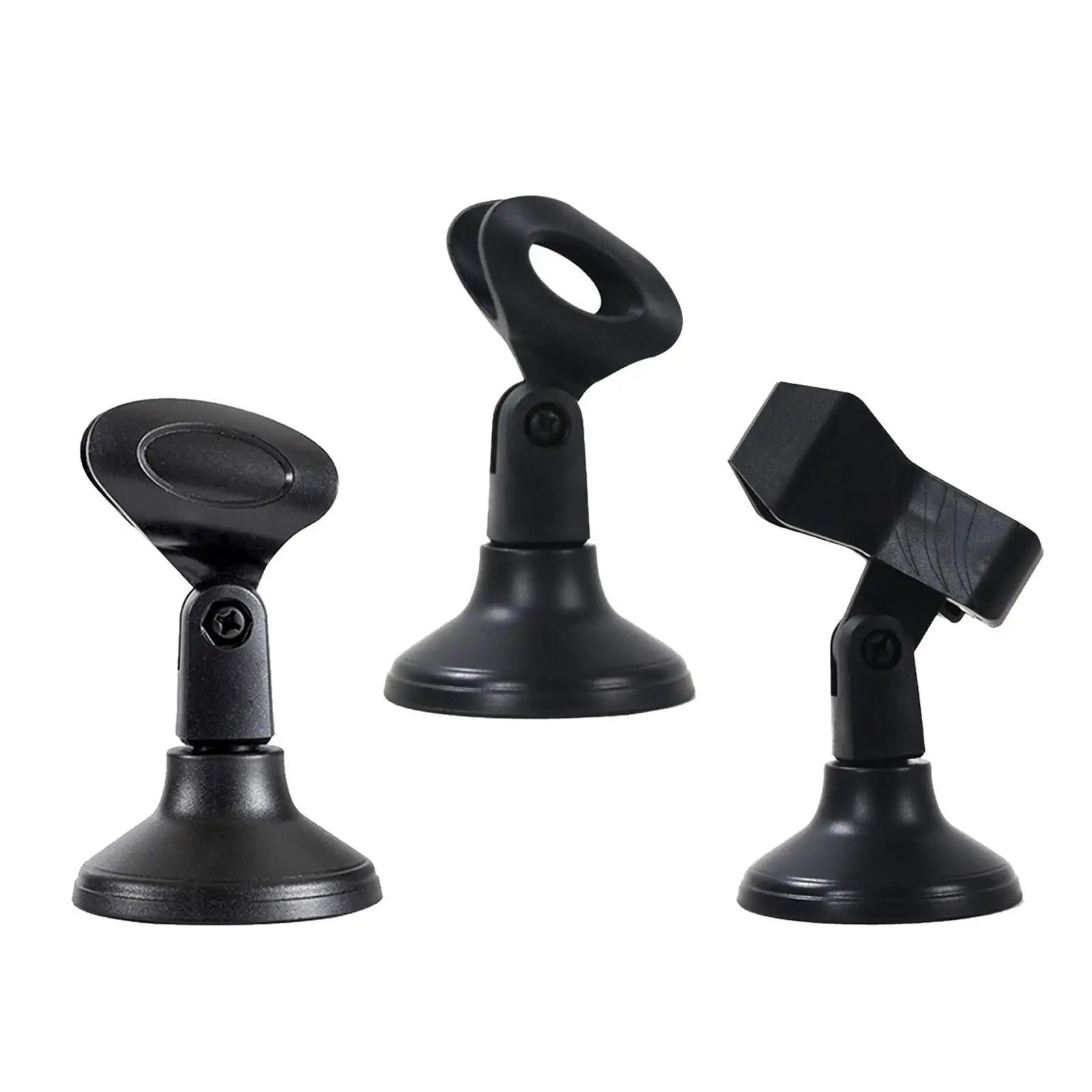 Black plastic desktop microphone stand with adjustable arm and suction cup base ideal for live streaming and type beat music