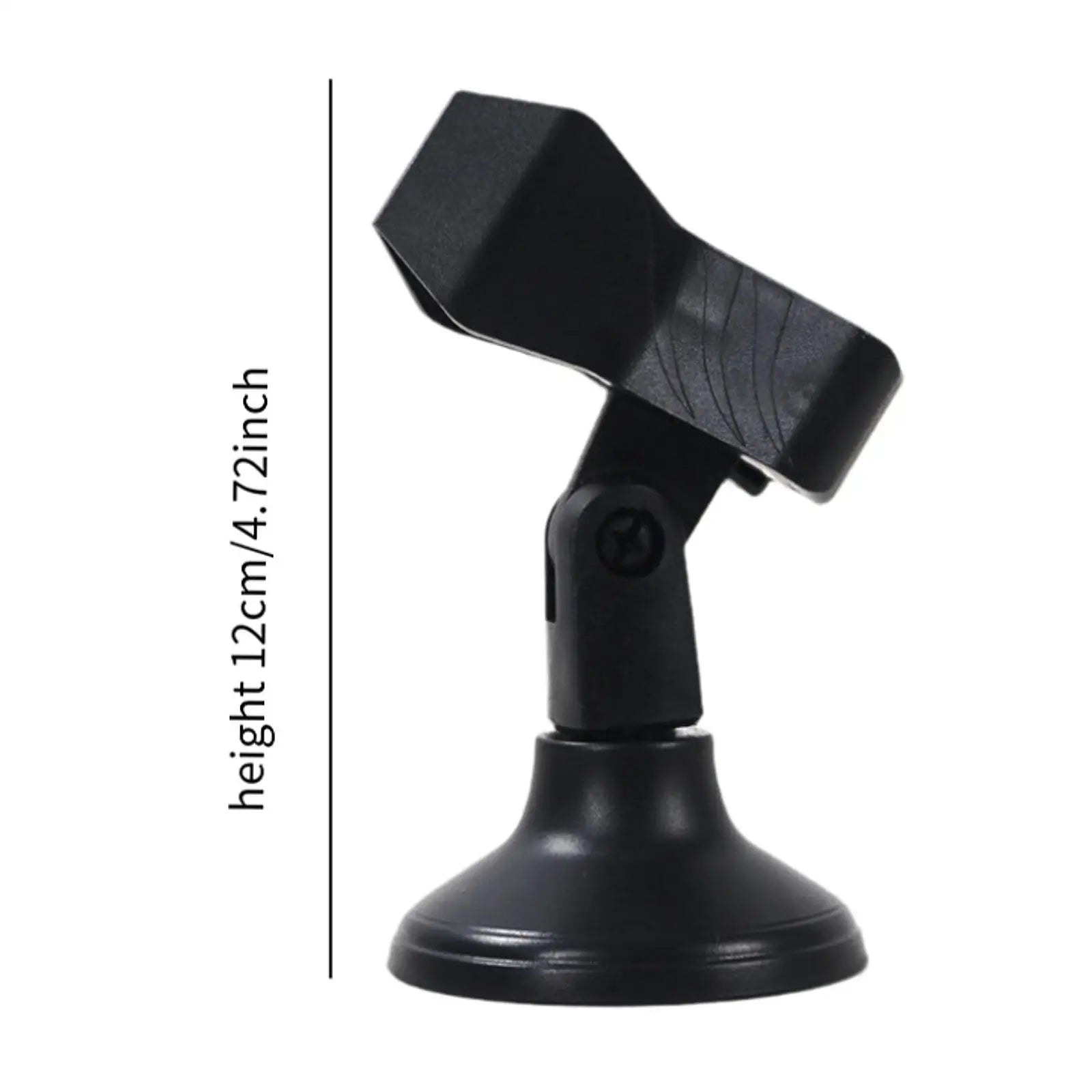 Black plastic desktop microphone stand with suction cup base and adjustable arm for live streaming and type beat music