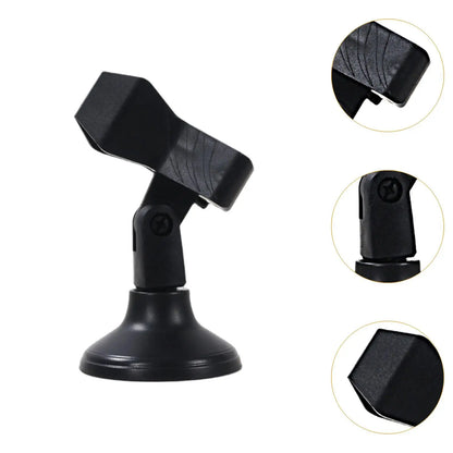 Black plastic desktop microphone stand with suction cup adjustable arm and hexagonal clamp for live streaming type beat music