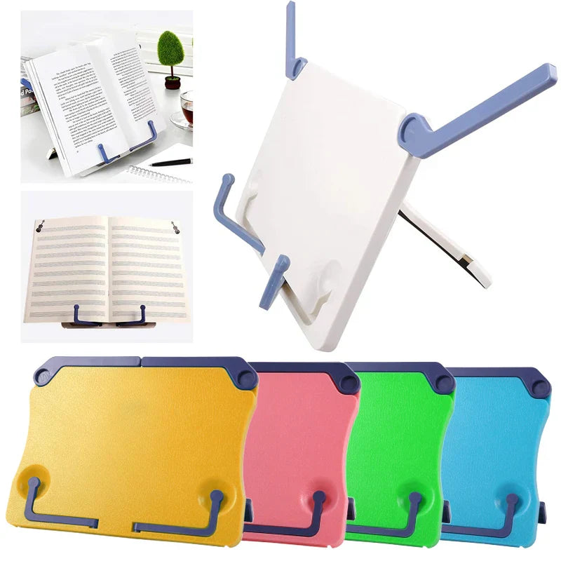 White and blue plastic desktop sheet music stand with adjustable foldable arms for children reading stand and guitar accessories