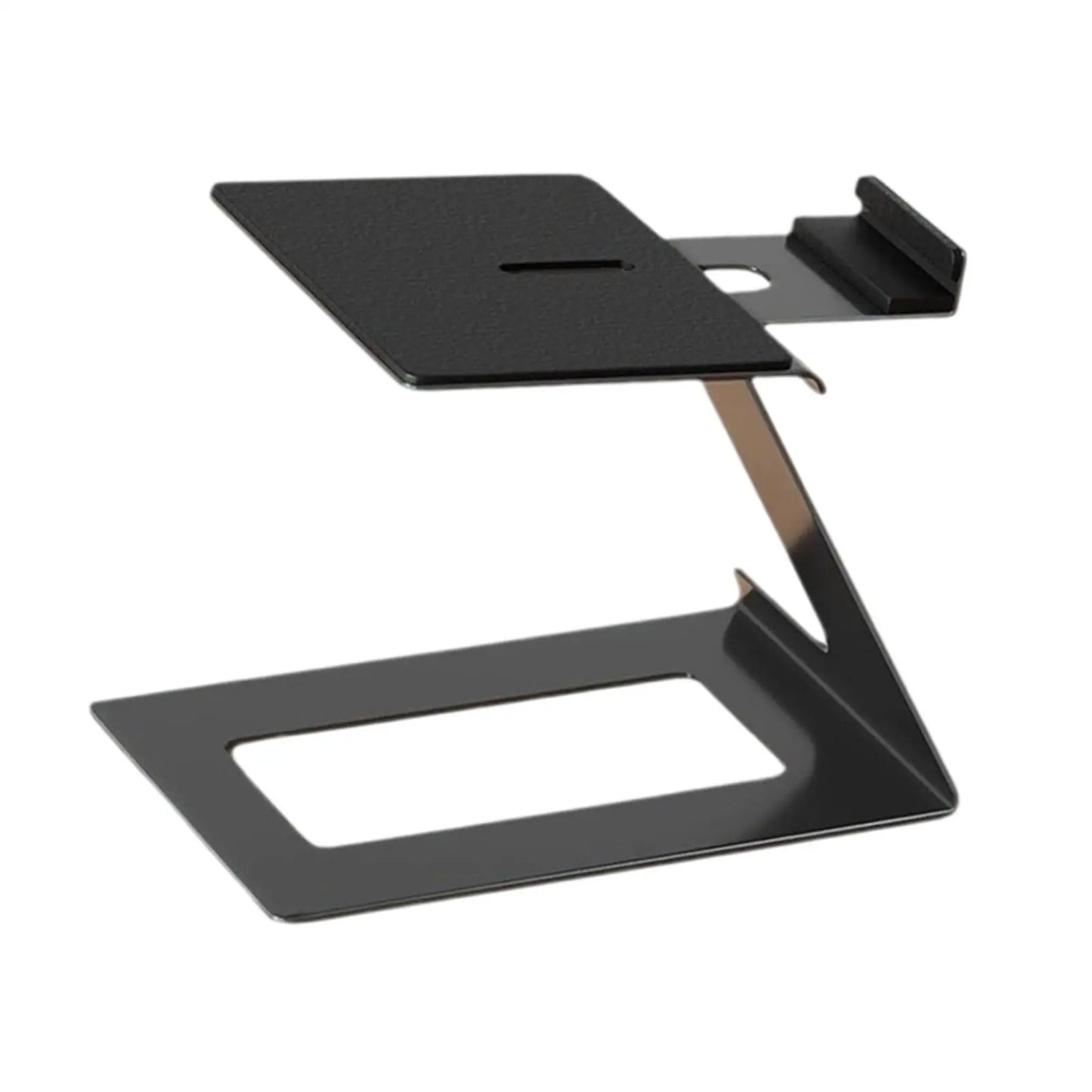 Black metal desktop speaker stand with 6° incline design vibration absorption pad for game room bookshelf use