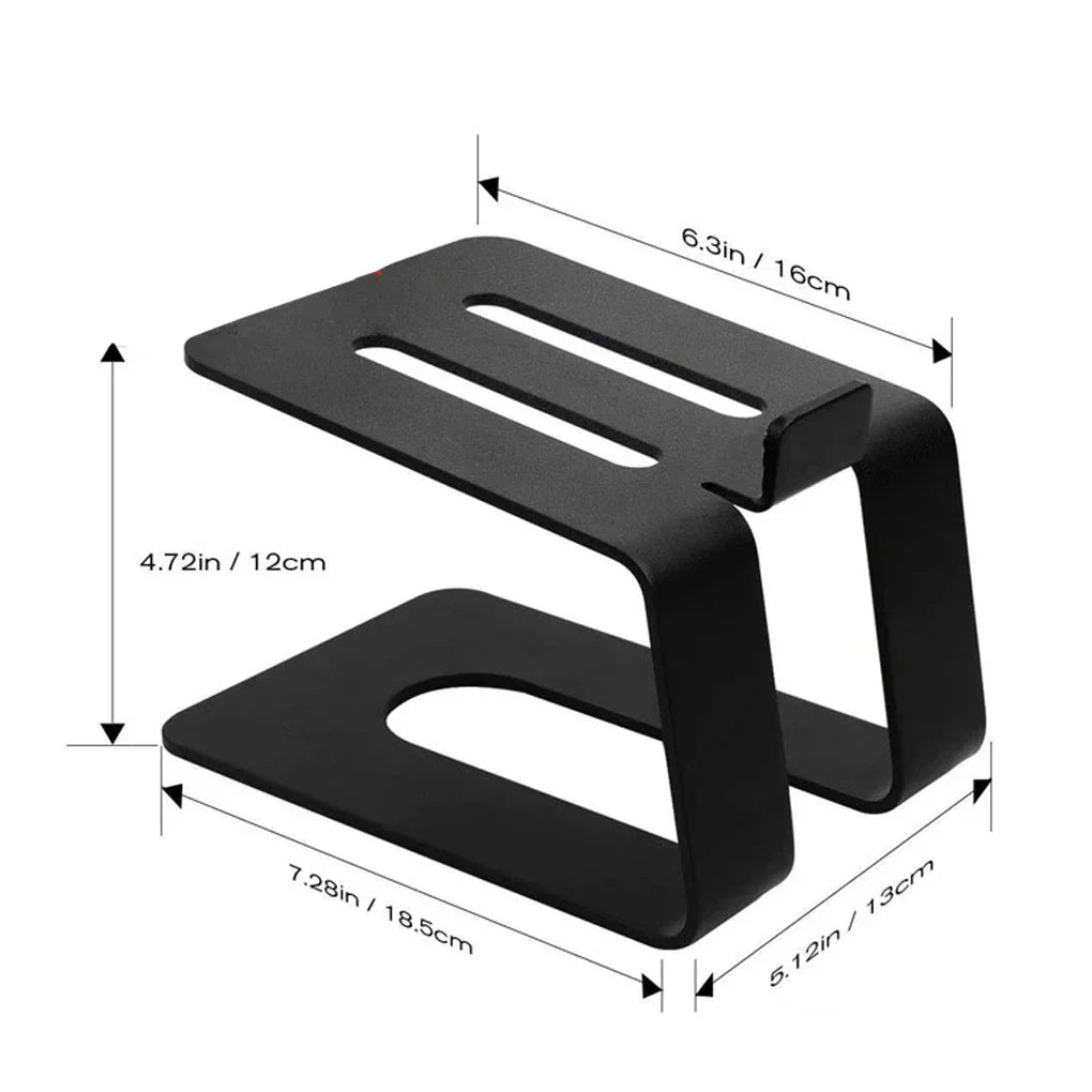 Black metal speaker stand professional with sleek minimalist design and two tiered levels for studio monitor support