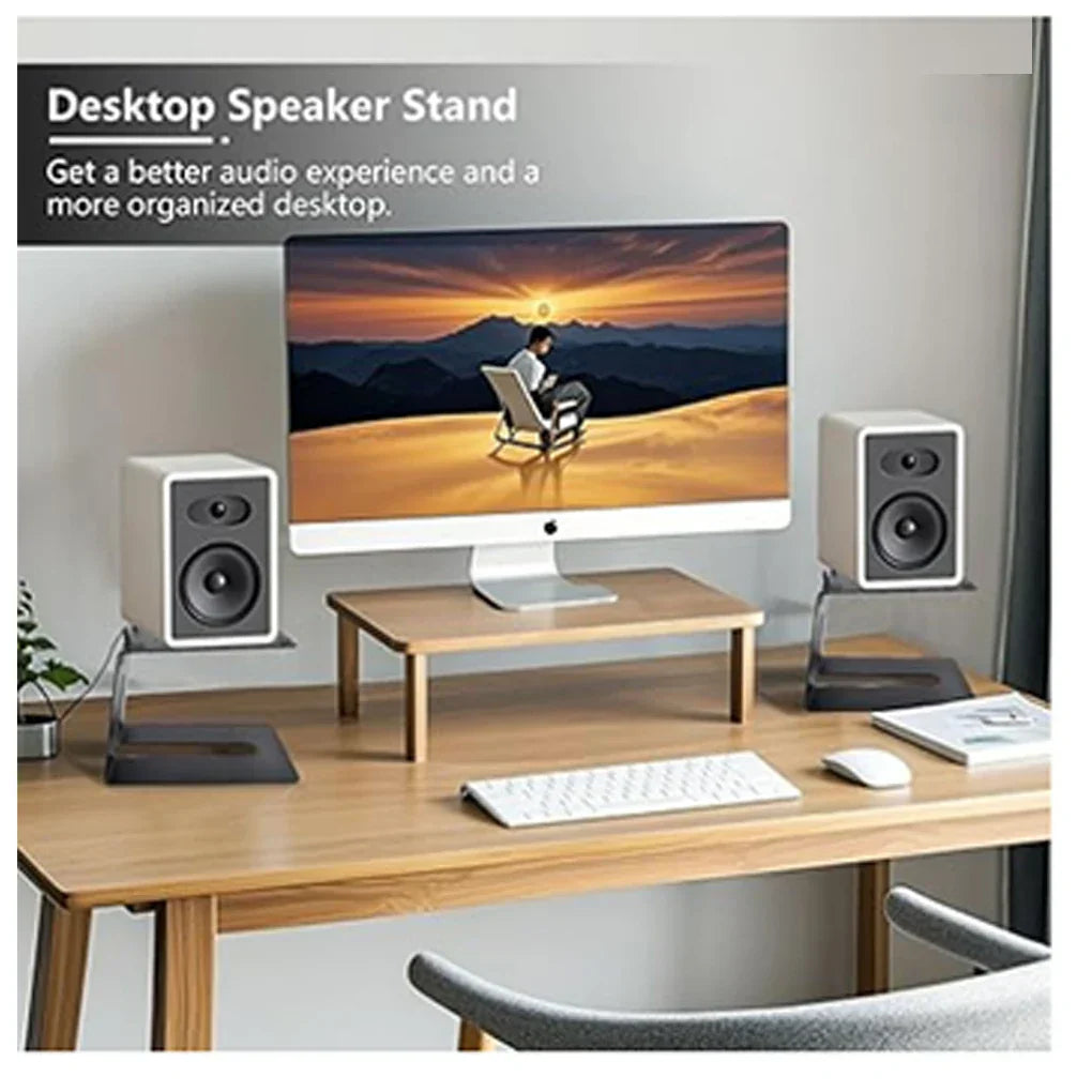 Minimalist wooden desktop speaker stand professional with sleek modern design for studio monitor support and bookshelf speakers
