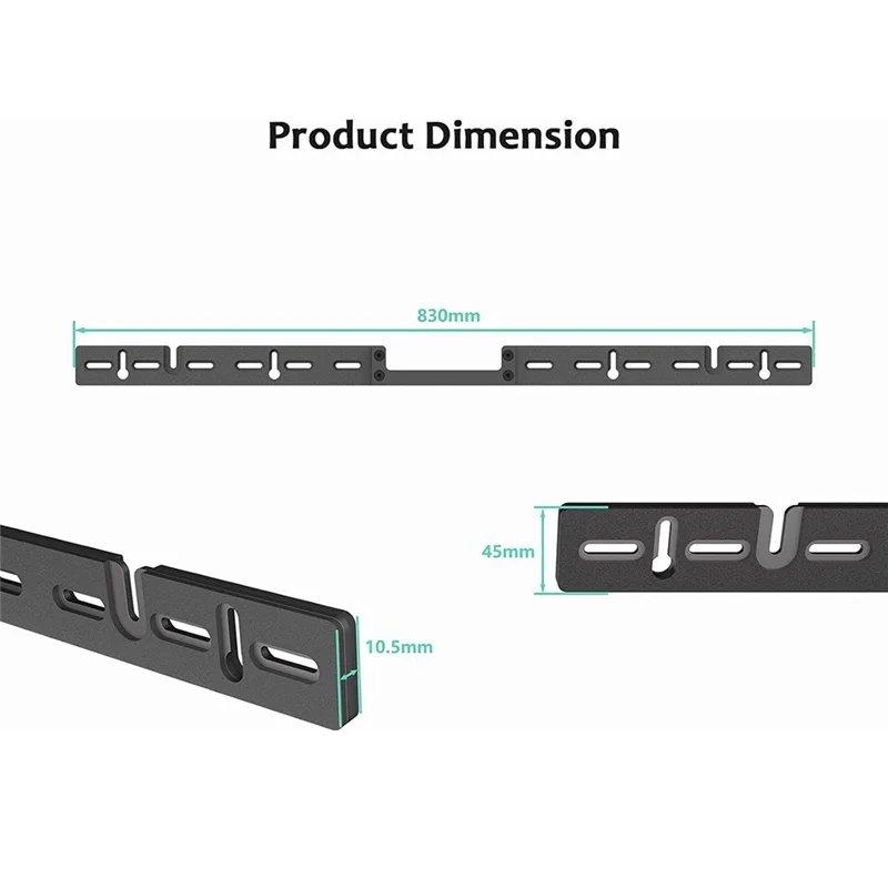 Black plastic sonos arc soundbar wall mount stand with precise cutouts and mounting holes for secure installation