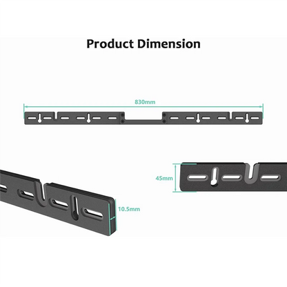 Black plastic sonos arc soundbar wall mount stand with precise cutouts and mounting holes for secure installation