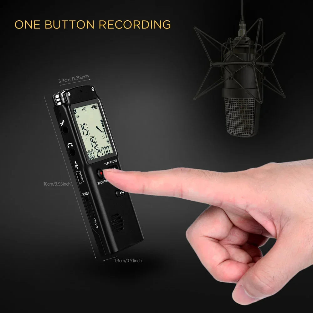 Black digital audio voice recorder 16gb with intelligent noise reduction and one-button recording functionality