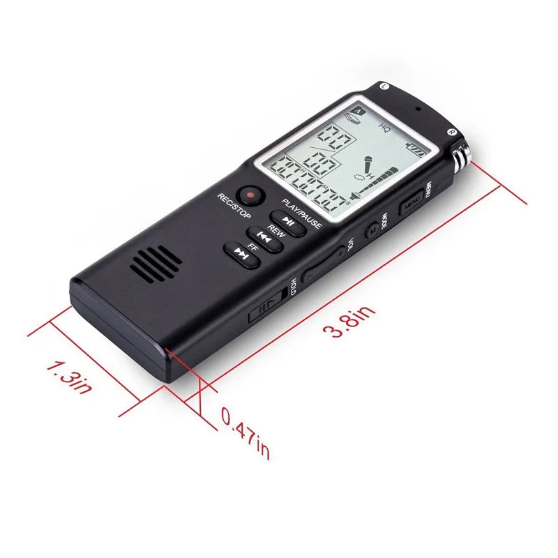 Black digital audio voice recorder 16gb with small lcd screen and intelligent noise reduction for clear recordings