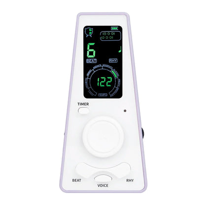 White digital metronome with sleek rectangular design and green led display for musicians piano violin and guitar metronome bell use