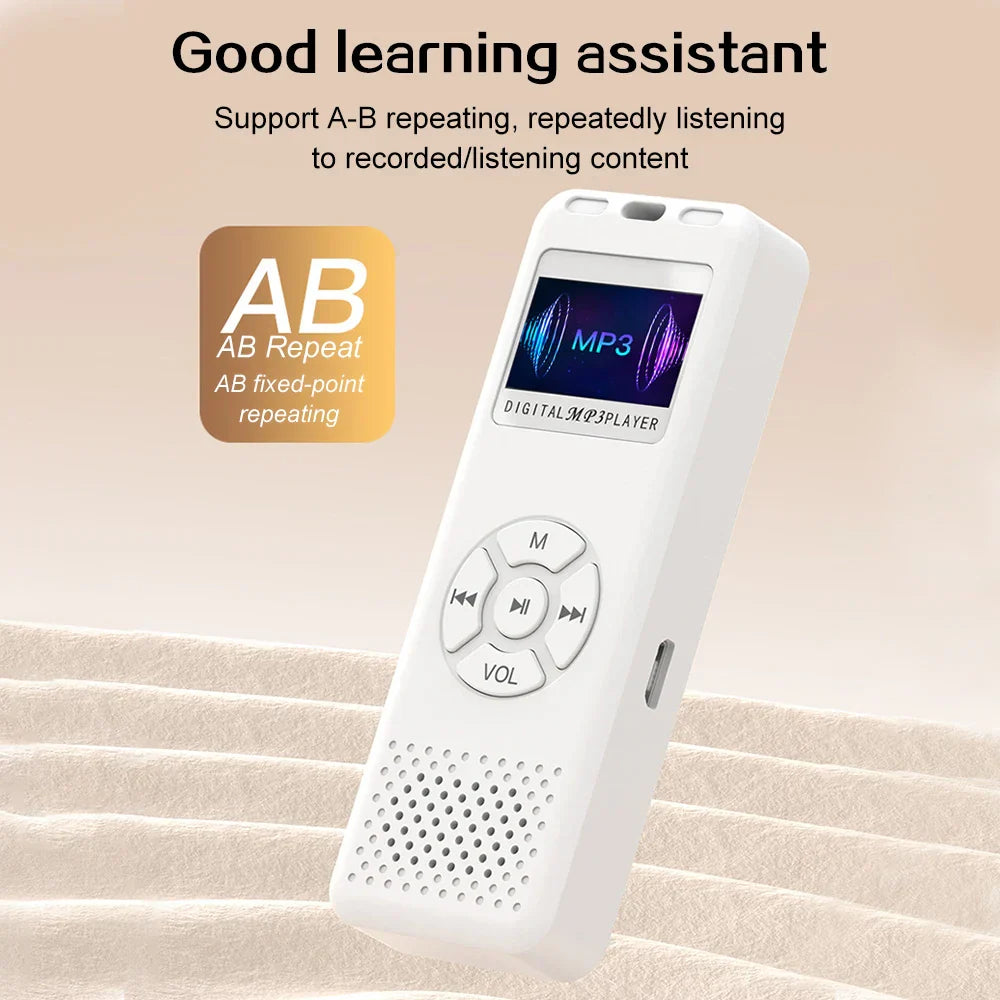White digital voice recorder mini mp3 player professional dictaphone with screen and controls radio 32gb 64gb storage